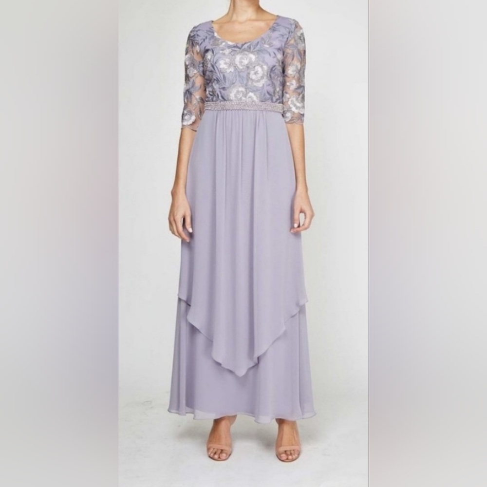 NWT Maya Brooks formal maxi dress dusty lilac size 16